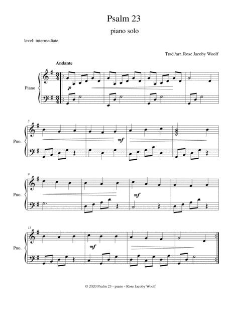 Free Sheet Music Psalm 23 Piano Solo Intermediate