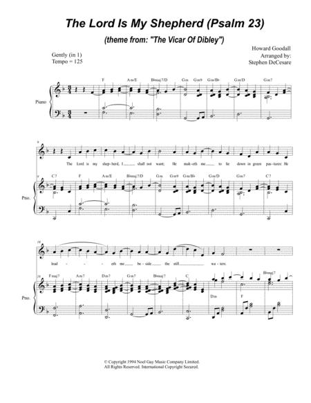 Free Sheet Music Psalm 23 Theme From The Vicar Of Dibley For Medium High Voice