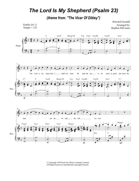 Psalm 23 Theme From The Vicar Of Dibley For Medium High Voice Sheet Music