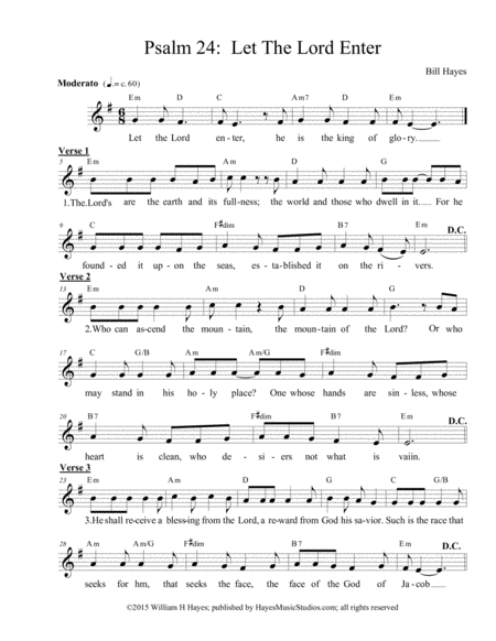 Psalm 24 Let The Lord Enter Sheet Music