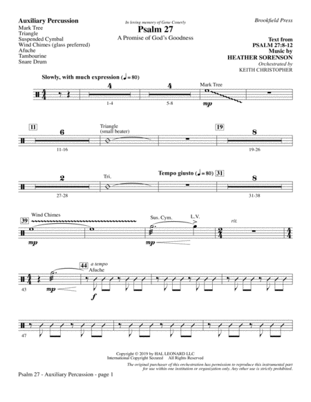 Psalm 27 Aux Perc Sheet Music