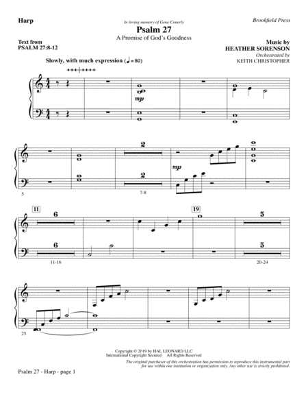 Free Sheet Music Psalm 27 Harp