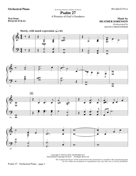 Free Sheet Music Psalm 27 Piano