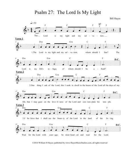 Psalm 27 The Lord Is My Light Ii Sheet Music