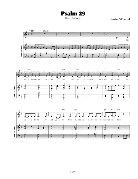 Psalm 29 Havu Ladonai Sheet Music