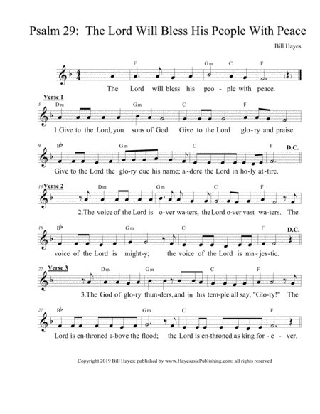 Psalm 29 The Lord Will Bless His People With Peace Sheet Music
