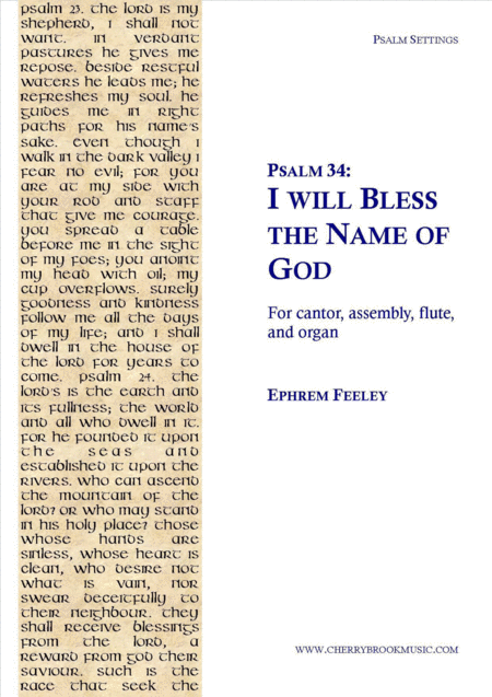 Psalm 34 I Will Bless The Name Of God Sheet Music