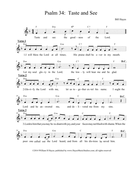 Psalm 34 Taste And See Ii Sheet Music