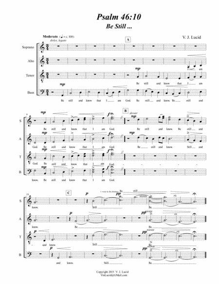 Psalm 46 10 Be Still Sheet Music