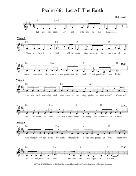 Free Sheet Music Psalm 66 Let All The Earth