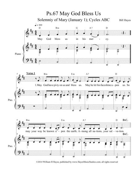 Free Sheet Music Psalm 67 May God Bless Us Piano Vocal