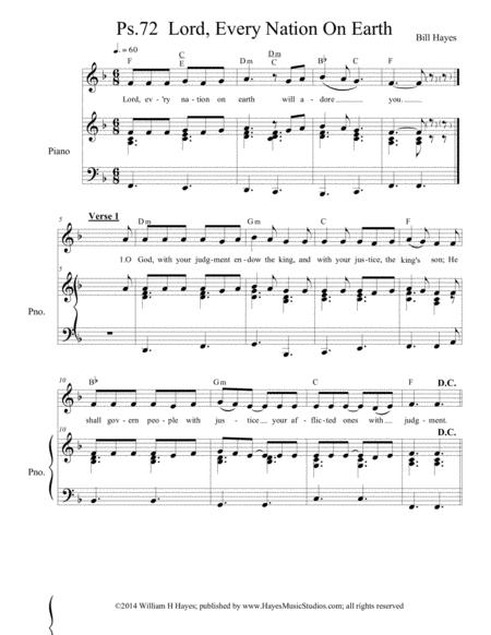 Psalm 72 Lord Every Nation On Earth Piano Vocal Sheet Music