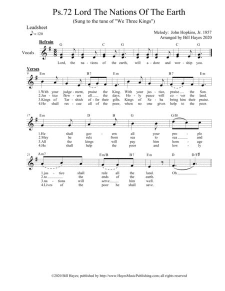 Psalm 72 Lord The Nations Of The Earth Leadsheet Sheet Music