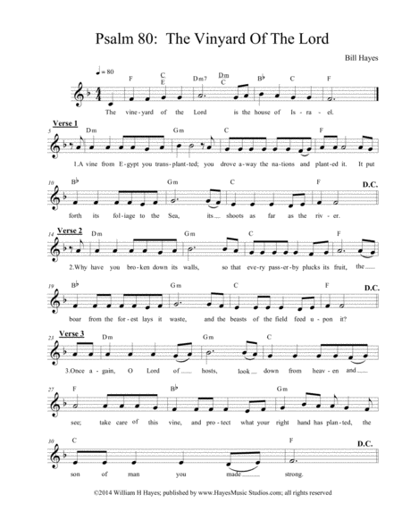 Psalm 80 The Vineyard Of The Lord Sheet Music