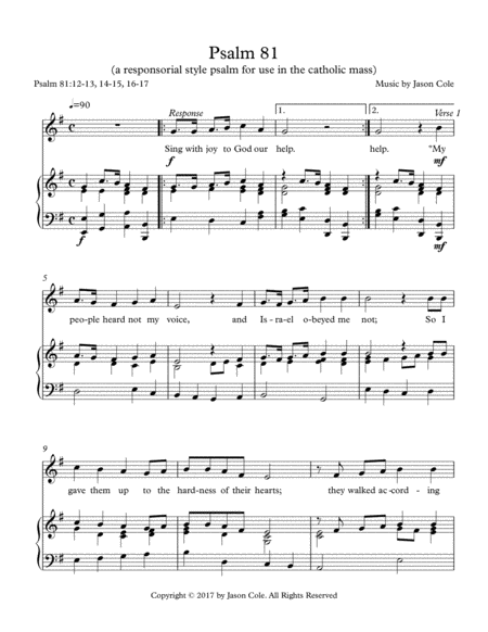 Psalm 81 Sing With Joy To God Our Help Sheet Music