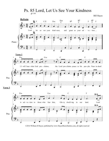 Psalm 85 Lord Let Us Ee Your Kindness Piano Vocal Sheet Music