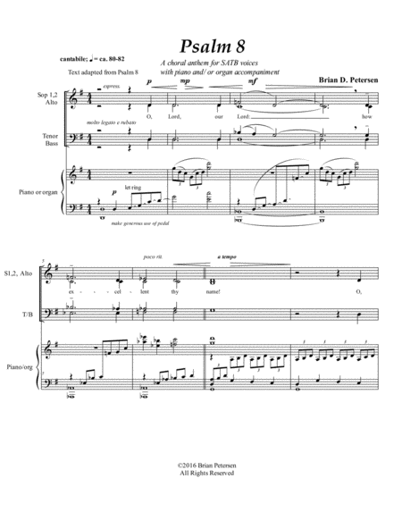 Free Sheet Music Psalm 8