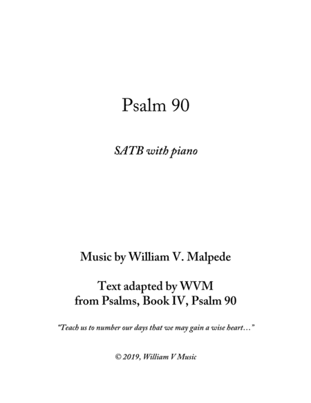 Free Sheet Music Psalm 90 Teach Us