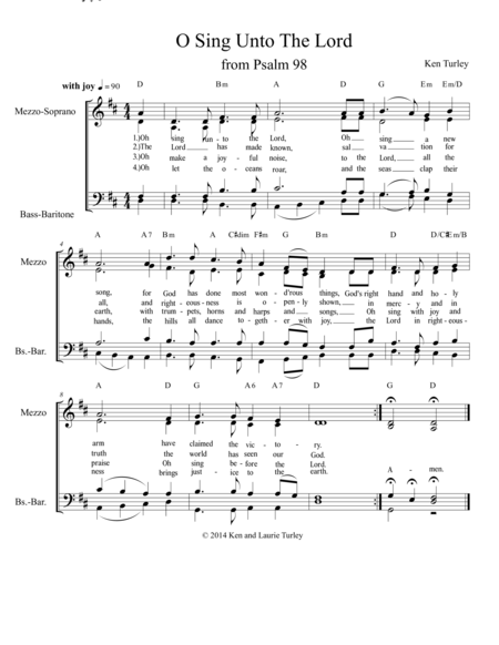 Free Sheet Music Psalm 98 Oh Sing Unto The Lord