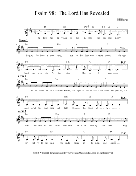 Psalm 98 The Lord Has Revealed Sheet Music