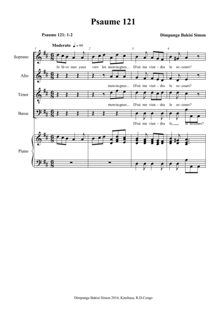 Psaume 121 Psalm 121 Sheet Music