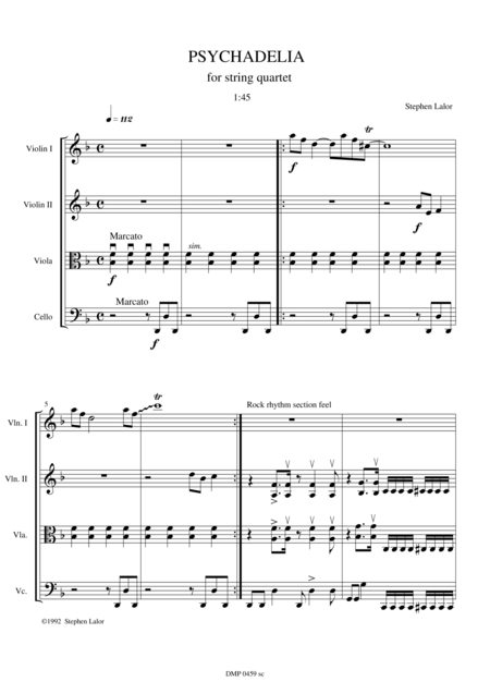 Psychadelia For String Quartet Score Sheet Music