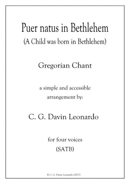 Puer Natus In Bethlehem Gregorian For 4 Voices Satb Sheet Music