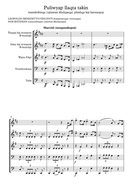 Free Sheet Music Puliwyap Llaqta Takin