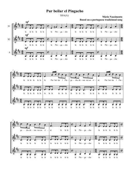 Free Sheet Music Pur Beilar El Pingacho Ssa A A Capella