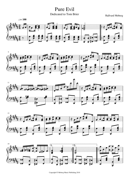 Free Sheet Music Pure Evil Composed By Hallvard Moberg