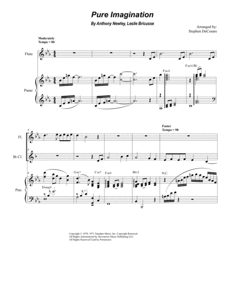 Pure Imagination Duet For Flute And Bb Clarinet Sheet Music