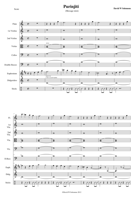 Purinjiti For Flute Euphonium Strings Digeridoo And Sticks Sheet Music