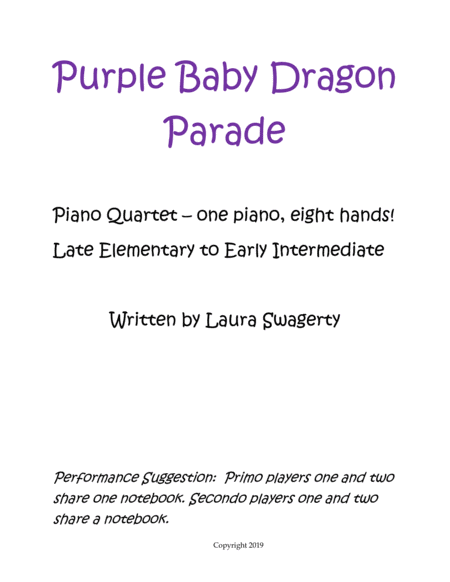 Purple Baby Dragon Parade Piano Quartet One Piano Eight Hands Sheet Music