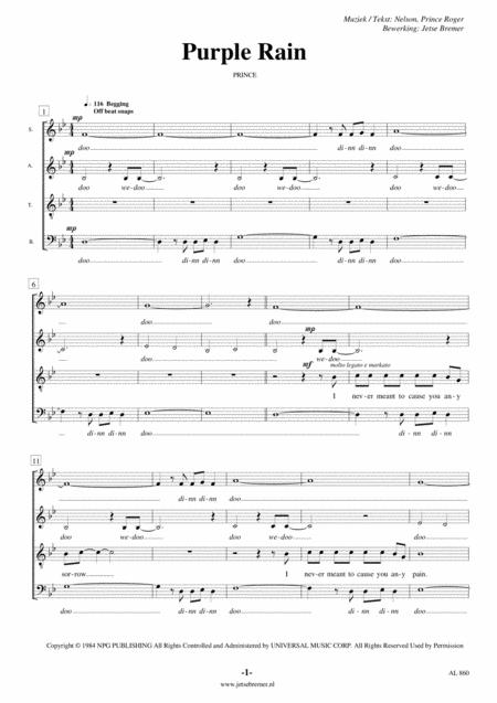 Purple Rain Satb Sheet Music