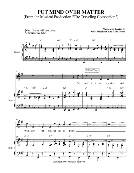 Put Mind Over Matter Sheet Music