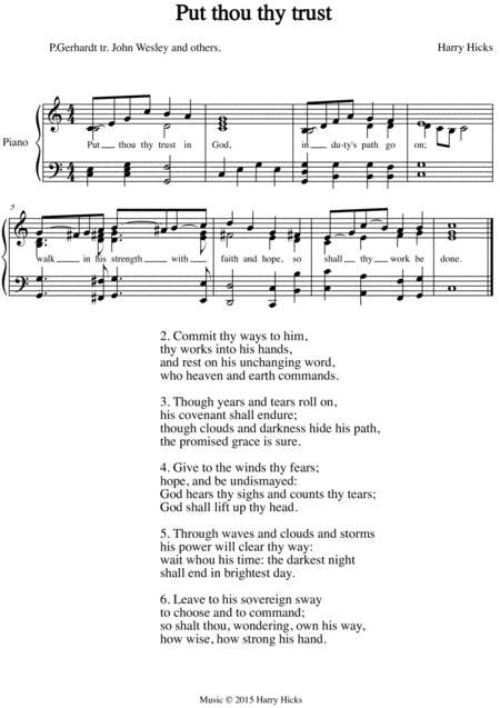 Put Thou Thy Trust In God A New Tune To A Wonderful Old Hymn Sheet Music