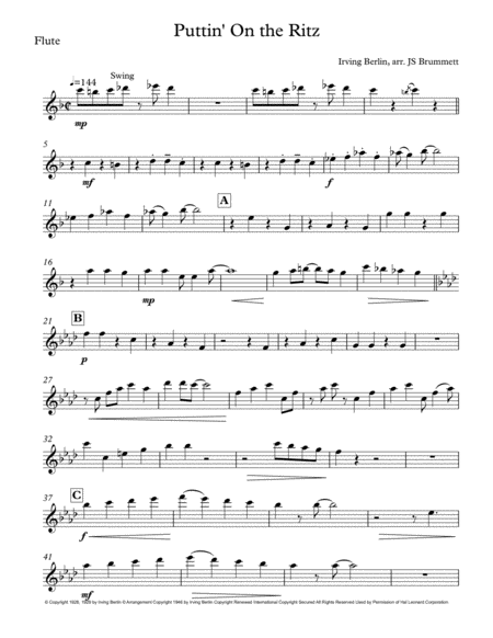 Free Sheet Music Puttin On The Ritz For Wind Quintet