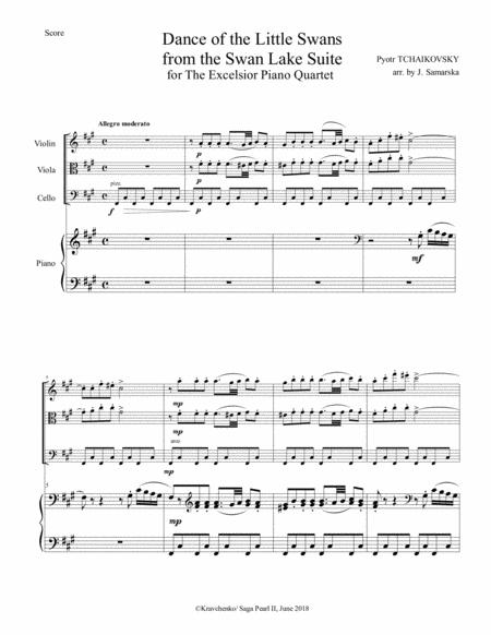 Pyotr Tchaikovsky Dance Of The Little Swans Swan Lake Ballet Arr For Piano Quartet Score And Parts Sheet Music