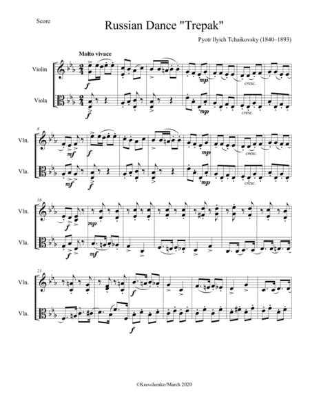 Pyotr Tchaikovsky Russian Dance Trepak Nutcracker Ballet Arr For String Duo Sheet Music