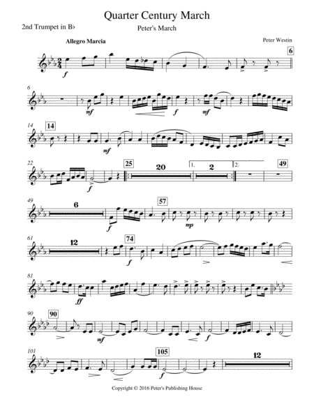 Quarter Century March 2nd Trumpet In Bb Sheet Music