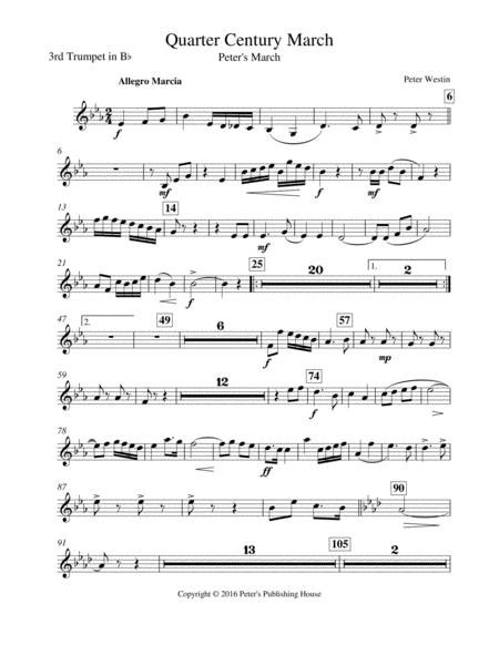 Quarter Century March 3rd Trumpet In Bb Sheet Music