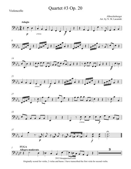 Quartet 3 Op 20 In E Flat Major Sheet Music