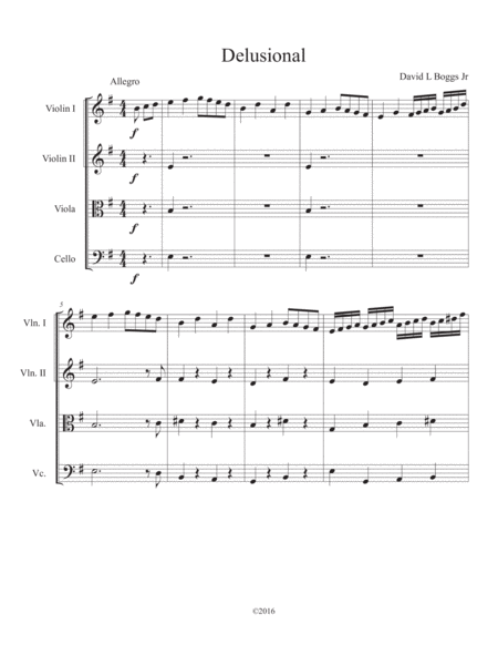 Quartet 4 Delusional Easy String Quartet Sheet Music