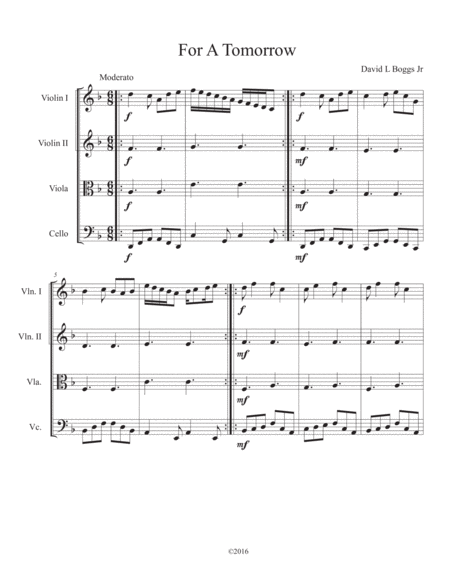 Quartet 7 For A Tomorrow Easy String Quartet Sheet Music