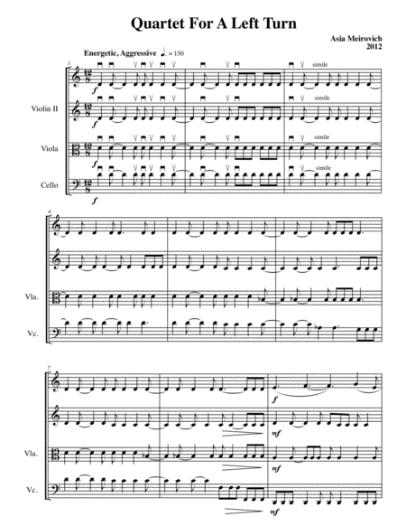 Quartet For A Left Turn Sheet Music