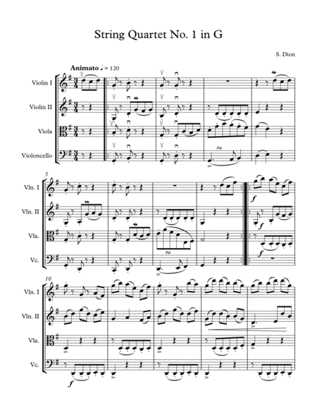 Quartet For Strings In G Sheet Music