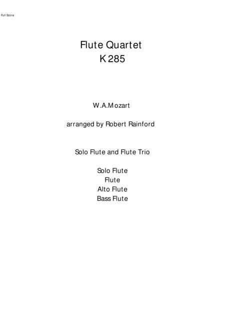 Quartet K285 Sheet Music