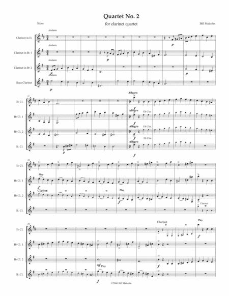 Free Sheet Music Quartet No 2 For Clarinet Quartet