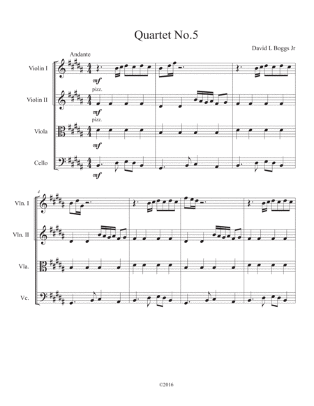 Quartet No 5 Easy String Quartet Sheet Music