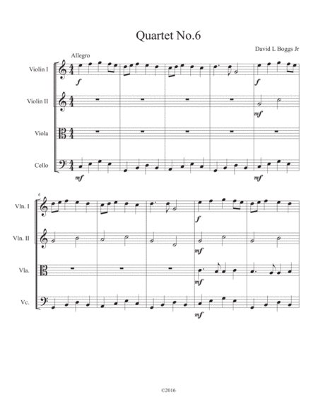 Free Sheet Music Quartet No 6 Easy String Quartet